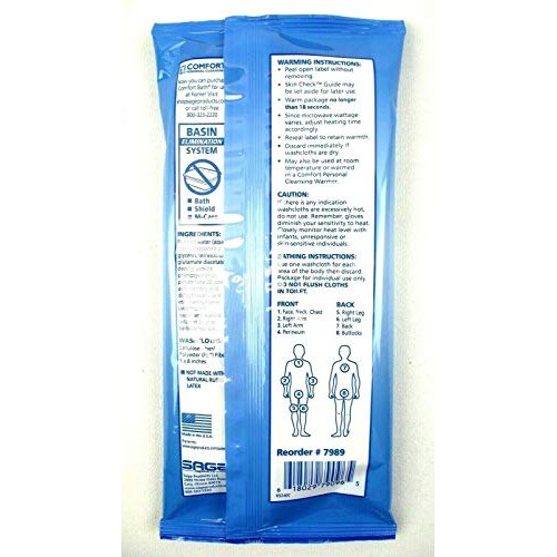 Sage Bath 7989 Pack of 8 Cleansing Washcloths Fragrance & Rinse Free Standard...