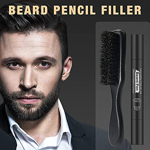 Beard Pencil Filler For Men（Upgraded）Black Beard Filler Pen Boar Bristle Br...