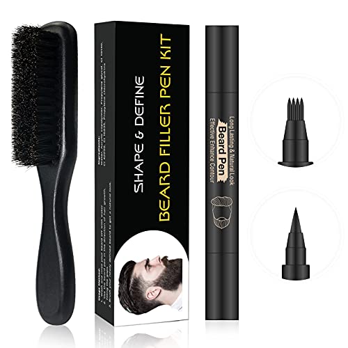 Beard Pencil Filler For Men（Upgraded）Black Beard Filler Pen Boar Bristle Br...