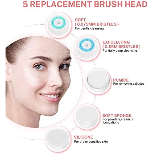 Electric Facial Cleansing Brush Waterproof Face Brush Spin Rechargeable Misik...