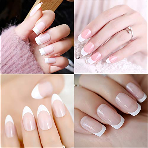 MISMXC 500 Pcs French Short Style Acrylic False Nail Art Tips Finger Sticker ...