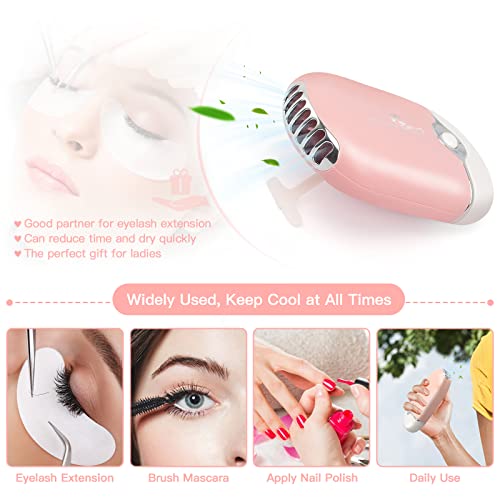 MISMXC Eyelash Fan,Rechargeable Handheld Mini Fan Lash Dryer with Built in Sp...