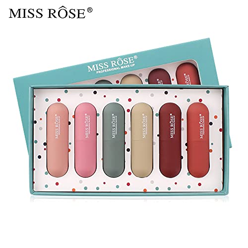 MISS ROSE M New 6 Color Mousse Velvet Lipstick Set, makeup set for women , Lo...