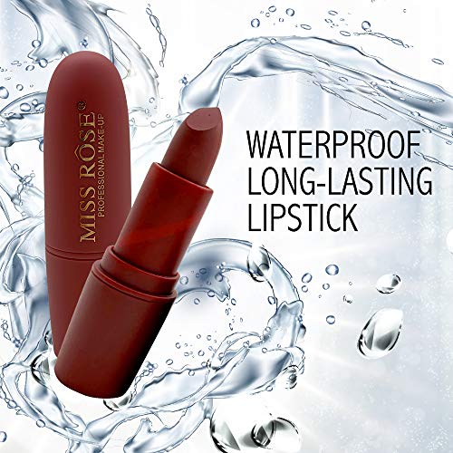 Miss Rose Long-lasting Matte Lipstick Set, 12 PCS Multi Colored featuring ful...
