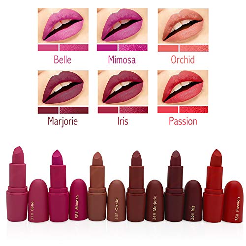 Miss Rose Long-lasting Matte Lipstick Set, 12 PCS Multi Colored featuring ful...