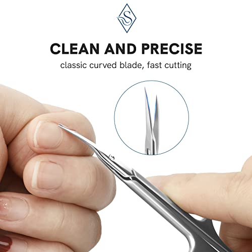 Cuticle Nail Scissors with Classic Fine Curved Blade, Sharp Cuticle Nippers C...