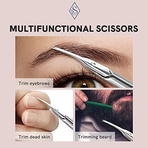 Cuticle Nail Scissors with Classic Fine Curved Blade, Sharp Cuticle Nippers C...