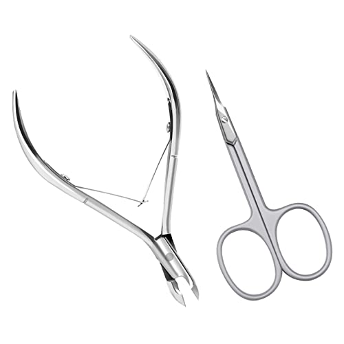 Cuticle Nail Scissors with Classic Fine Curved Blade, Sharp Cuticle Nippers C...