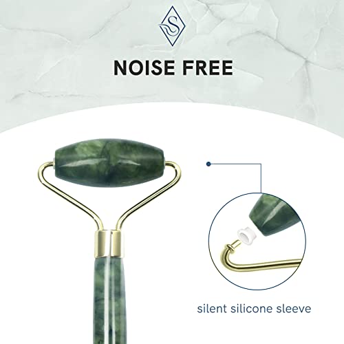 Jade Facial Roller & Gua Sha Set for Face & Eyes Real Natural Skin Care Tools...