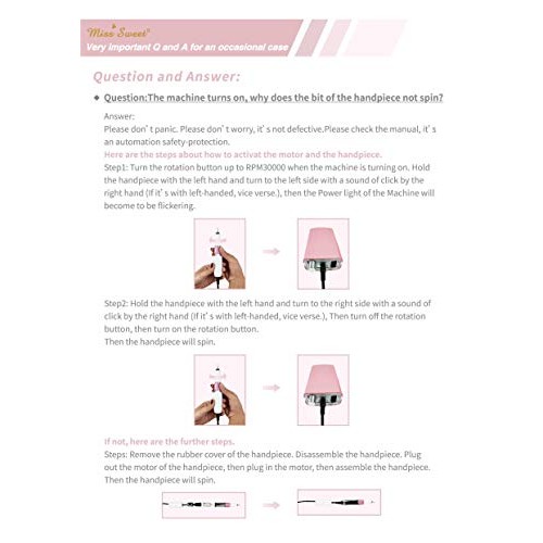 Miss Sweet Portable Nail Drill Machine Rechargeable Electric Nail File for Ac...