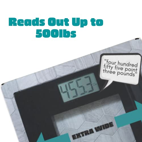 500lb Extra Wide, Glass Digital Scale, Talking Bathroom Scale Visual & Voice ...