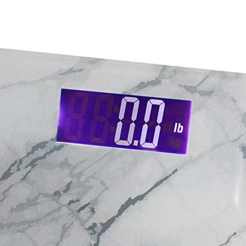 Marble Digital Scale Bathroom Glass Weight Scale Realistic Marble Finish Wide...