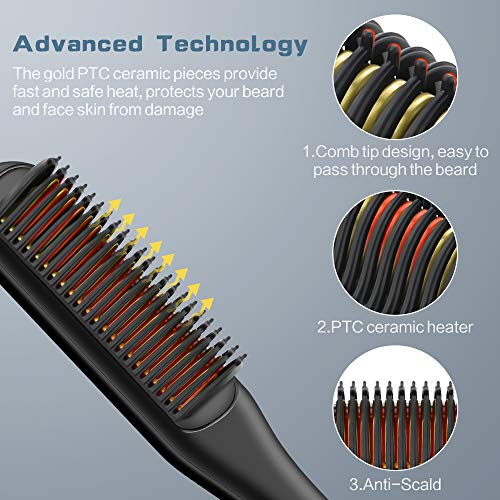 Beard Straightener for Man, Miuphro PTC Ceramic Heating Beard Straightener Br...