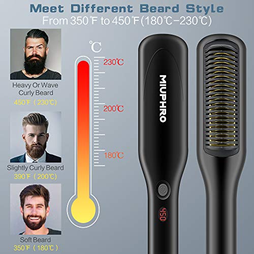 Beard Straightener for Man, Miuphro PTC Ceramic Heating Beard Straightener Br...