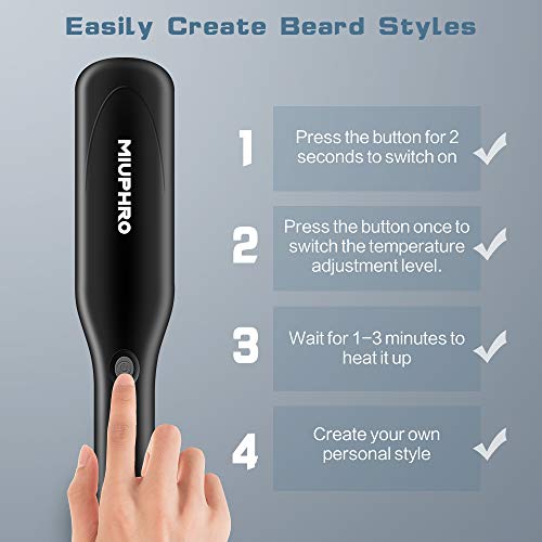 Beard Straightener for Man, Miuphro PTC Ceramic Heating Beard Straightener Br...