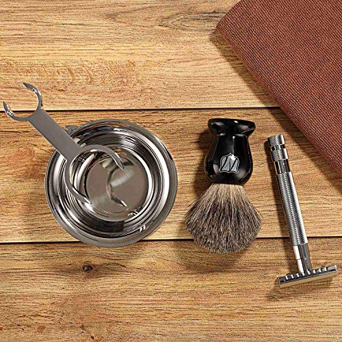 Miusco Men's Wet Shaving Kit, 4 Piece, Badger Hair Shaving Brush, Hand Polish...