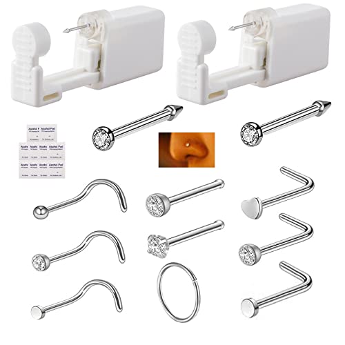 Nose Piercing Kit, MIUXIA Nose Piercing Kit with Jewelry Nose Built-in Stud N...