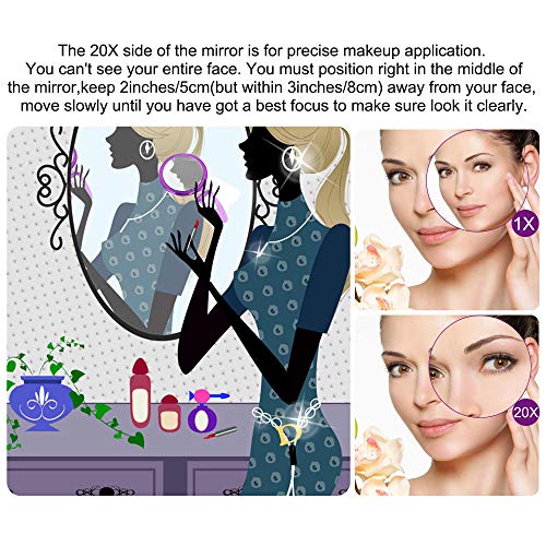 5 Inch Magnifying Mirror 20X with Blackhead Tweezer Kit, Handheld Mirror with...