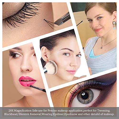 5 Inch Magnifying Mirror 20X with Blackhead Tweezer Kit, Handheld Mirror with...