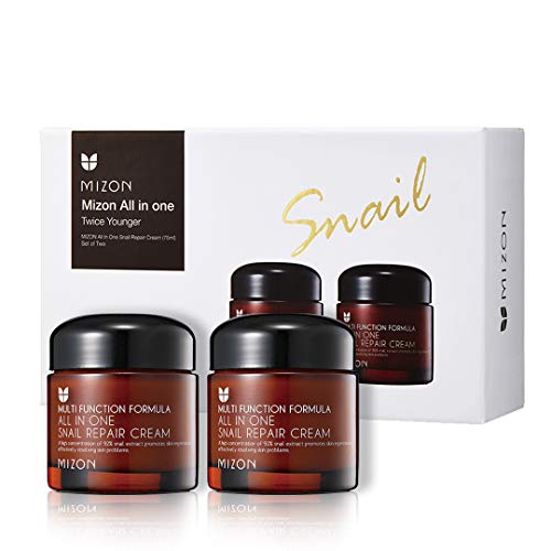 Korean Skin Care Set: Mizon's All in One Snail Repair Cream 2 Pack, Face Mois...