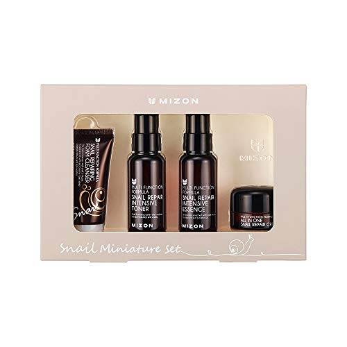 Mizon Korean Snail Skincare Essentials Set - Mini Sized Snail Foam Cleanser, ...