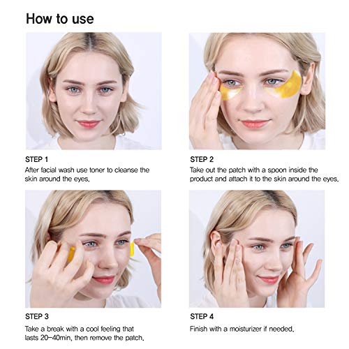 Under Eye Collagen Patches Eye Masks with 24K Gold and Snail, Eye Gel Treatme...