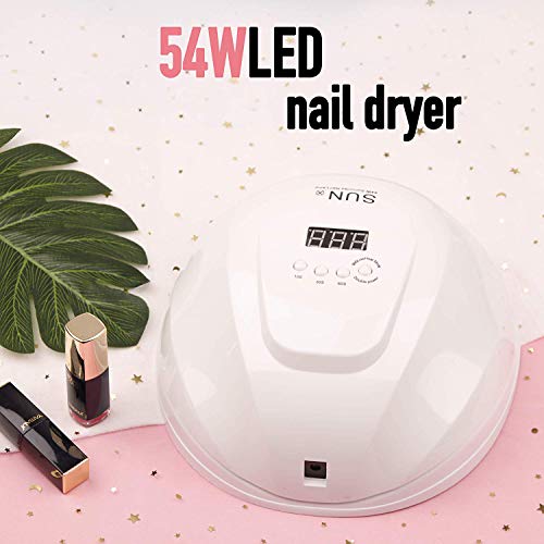 54W Gel UV LED Nail Lamp, Mlfyho Nail Dryers for Gel and Regular Polish Curin...