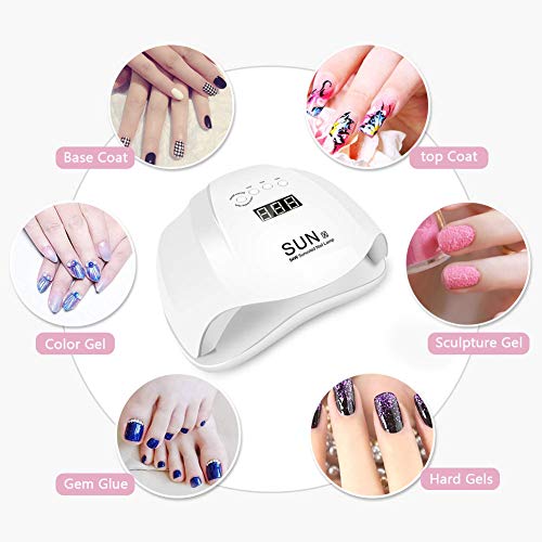 54W Gel UV LED Nail Lamp, Mlfyho Nail Dryers for Gel and Regular Polish Curin...