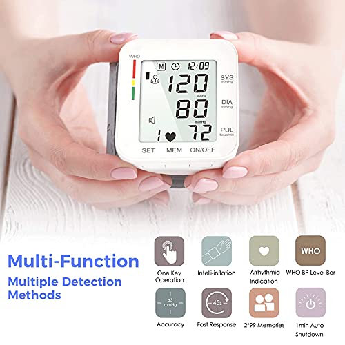 MMIZOO Blood Pressure Monitor Large LCD Display & Adjustable Wrist Cuff 5.31-...