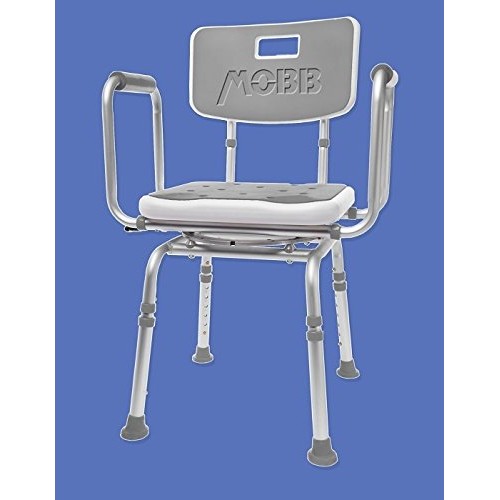 MOBB Premium Bathroom Swivel Shower Chair Bath Bench with Back, 360 Degree Sw...