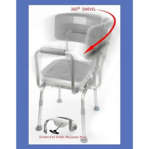 MOBB Premium Bathroom Swivel Shower Chair Bath Bench with Back, 360 Degree Sw...
