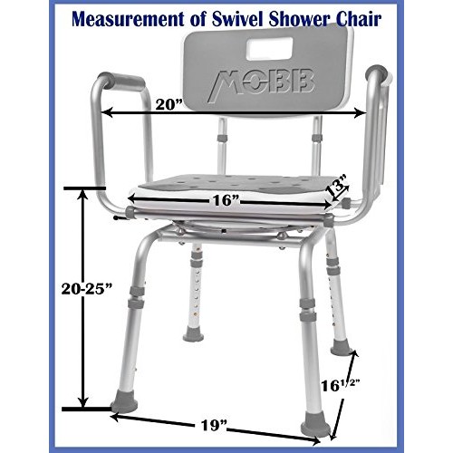 MOBB Premium Bathroom Swivel Shower Chair Bath Bench with Back, 360 Degree Sw...