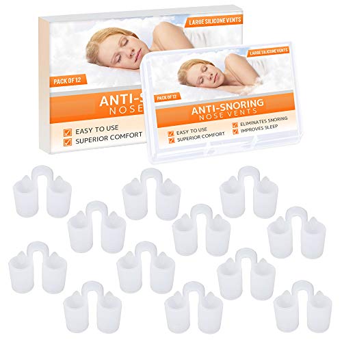 Premium Nose Relief Nasal Dilator - (Pack of 12 Large Size) Soft Silicone Ven...