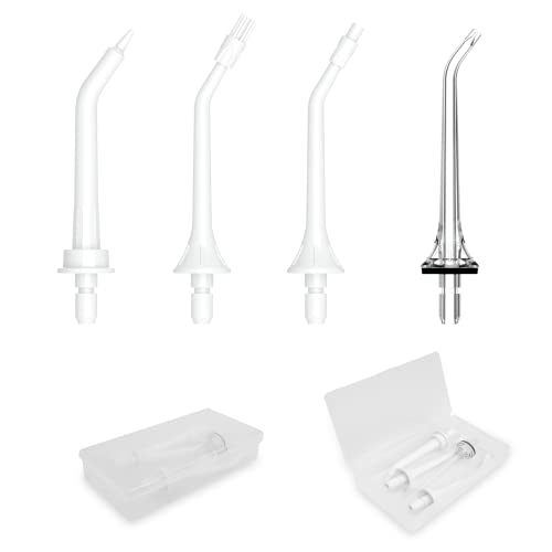 MOCEL 4 Pack Replacement Tip & Small Storage Case for Water Flossers, Irrigat...