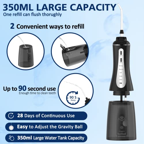 MOCEL Water Dental Flosser Oral Irrigator with 5 Modes, 350ml Cordless Water ...