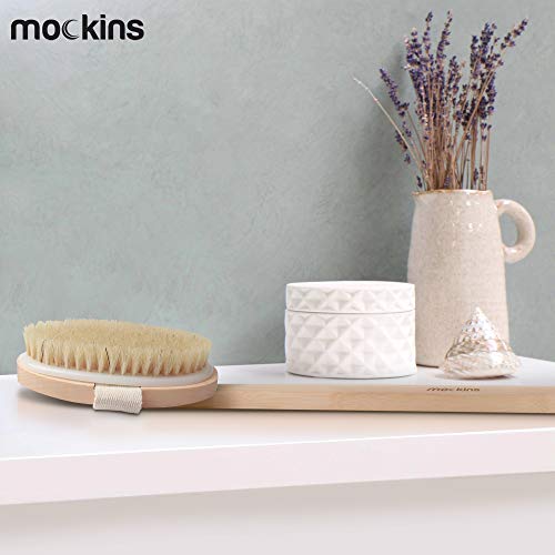 Mockins Natural Boar Body Brush Set with Detachable Cellulite Brush , Long Wo...