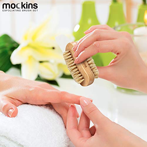 Mockins Natural Boar Bristle Body Brush Set with Detachable Cellulite Massage...