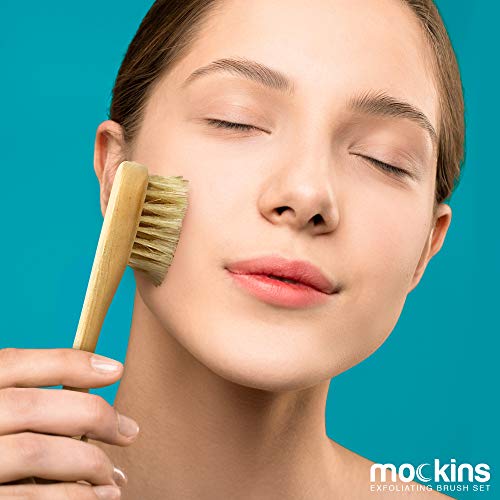 Mockins Natural Boar Bristle Body Brush Set with Detachable Cellulite Massage...