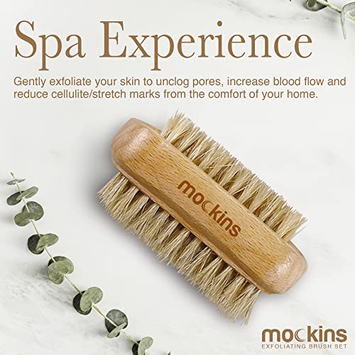 Mockins Natural Boar Bristle Body Brush Set with Detachable Cellulite Massage...