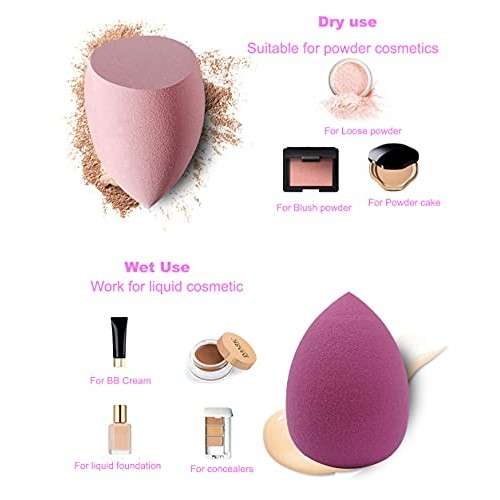 4 Pcs Makeup Sponge Set, Soft Sponge For Liquid Foundation, Creams, and Powde...