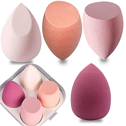 4 Pcs Makeup Sponge Set, Soft Sponge For Liquid Foundation, Creams, and Powde...