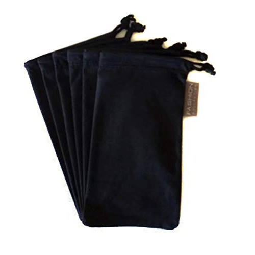 6 PC Eyewear Eyeglass Microfiber Soft Cleaning Cloth Bag Pouch Case BLACK