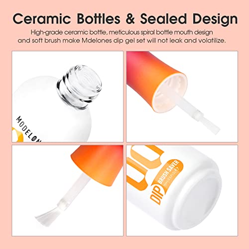 Modelones 4 Pcs 15ml Dip Powder Liquid Set with Base Coat / Top Coat / Activa...