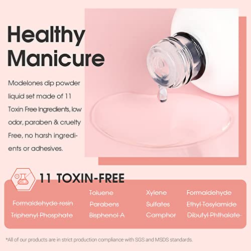 Modelones 4 Pcs 15ml Dip Powder Liquid Set with Base Coat / Top Coat / Activa...