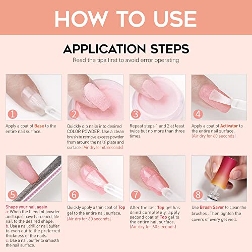 Modelones 4 Pcs 15ml Dip Powder Liquid Set with Base Coat / Top Coat / Activa...