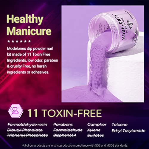 Modelones 6 Colors Dip Powder Nail Kit Starter, 12Pcs Neon Acrylic Dipping Po...