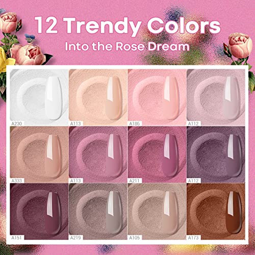 Modelones Acrylic Powder Set, 12 Colors Acrylic Nail Powder Pink Nude Profess...