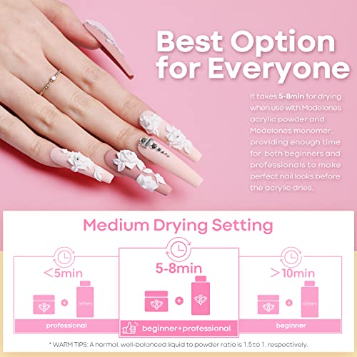 Modelones Acrylic Powder Set, 12 Colors Acrylic Nail Powder Pink Nude Profess...