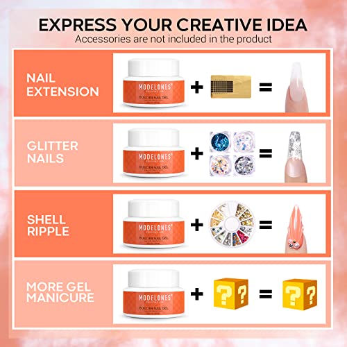 Modelones Builder Nail Gel - 2oz Clear Hard Gel for Nails, Nail Extension Gel...