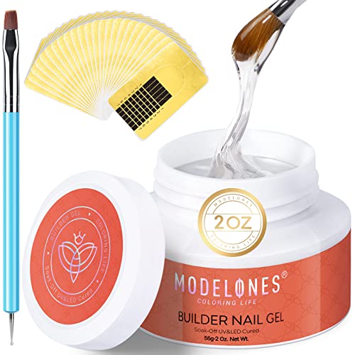 Modelones Builder Nail Gel - 2oz Clear Hard Gel for Nails, Nail Extension Gel...